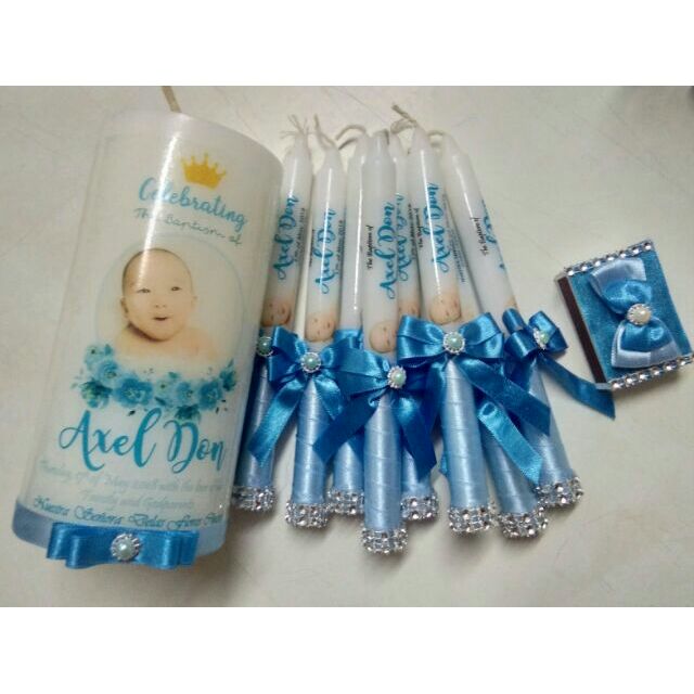 baptism candle set for boy