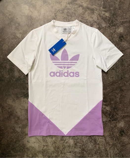white and purple adidas shirt