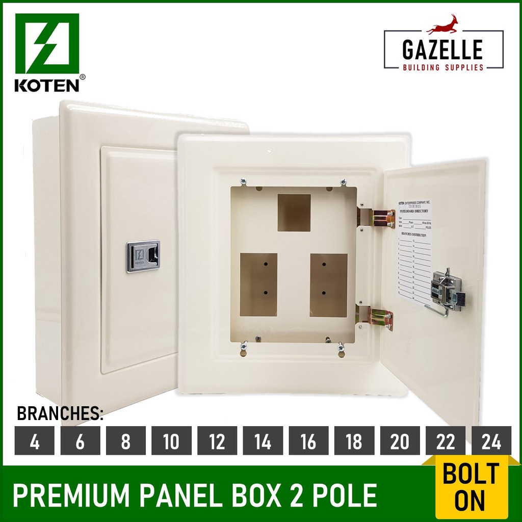 Koten Premium Type Panel Box 2 Pole Bolt On 4 / 6 / 8 / 10 / 12 / 14