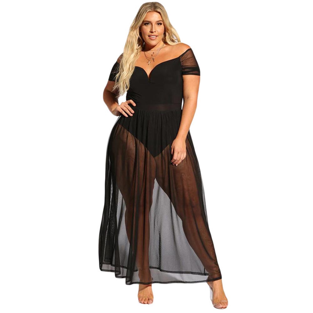 plus size sheer dress with bodysuit