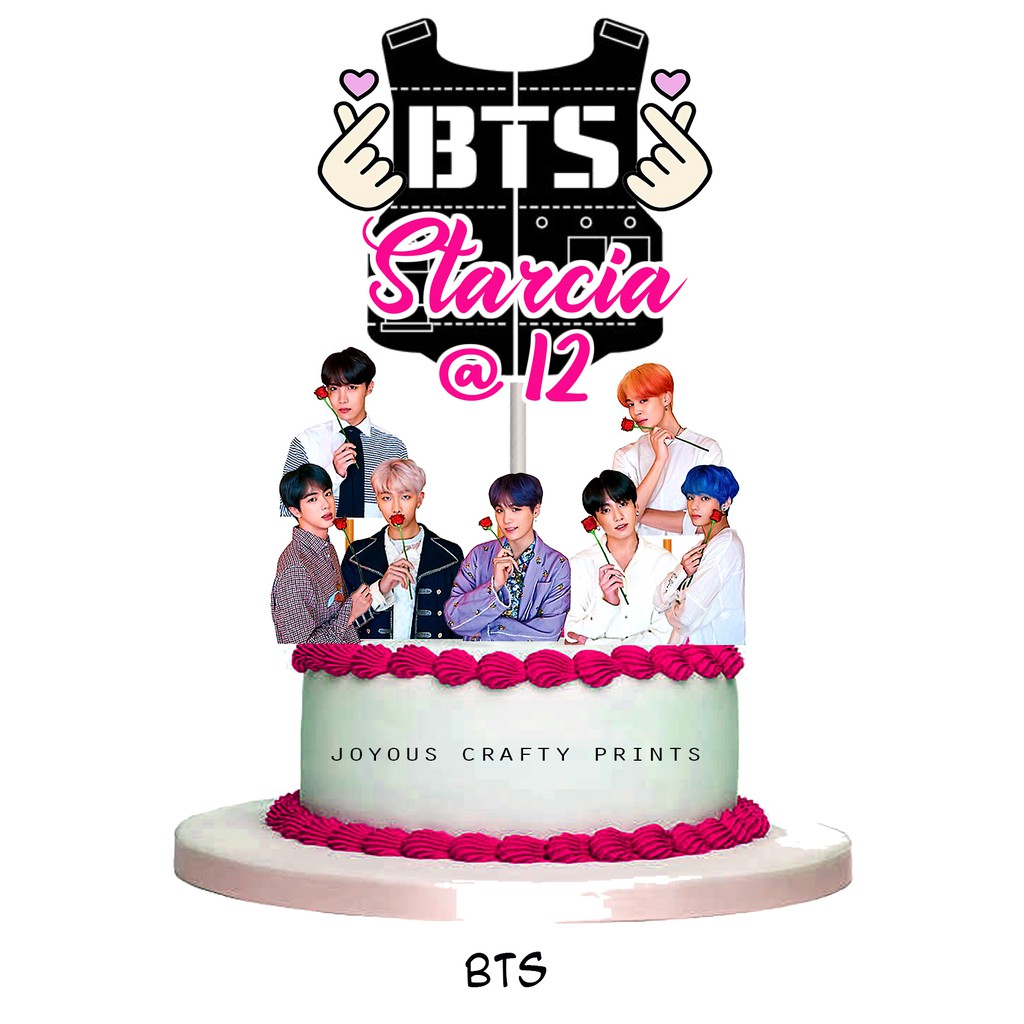 BTS CAKE TOPPER PERSONALIZE NAME/AGE ONLY | Shopee Philippines