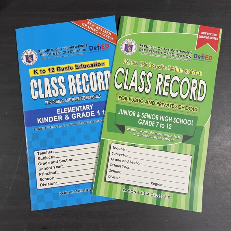 3pcs Class Record K to 12 New Revised Grading System Junior & Senior