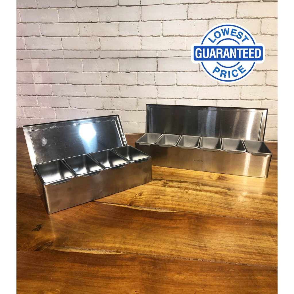 Heavy Duty Stainless Condiments / Garnish / Sauce Container Shopee