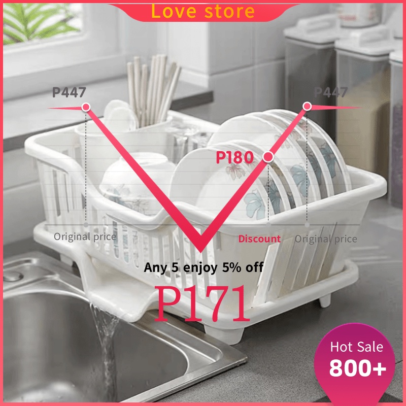 B29 COD Kitchen White Plastic Dish Drainer Dish Drying Rack Dish