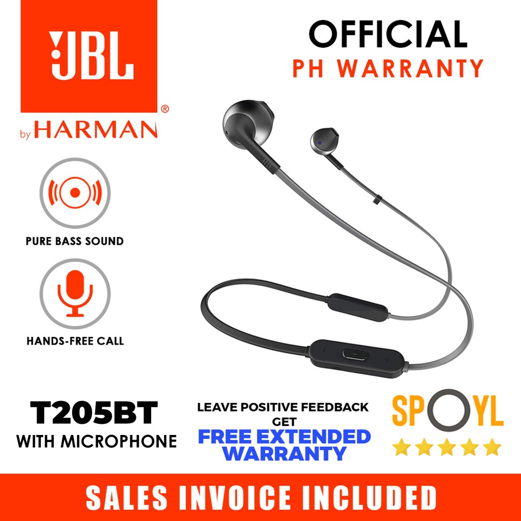 jbl t205bt bluetooth headset with mic