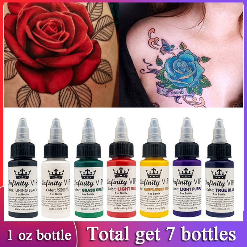 7 Colors Tattoo Ink 30ml/bottle Semi-permanent Tattoo Inks Set Safe formula  for Tattooing | Shopee Philippines