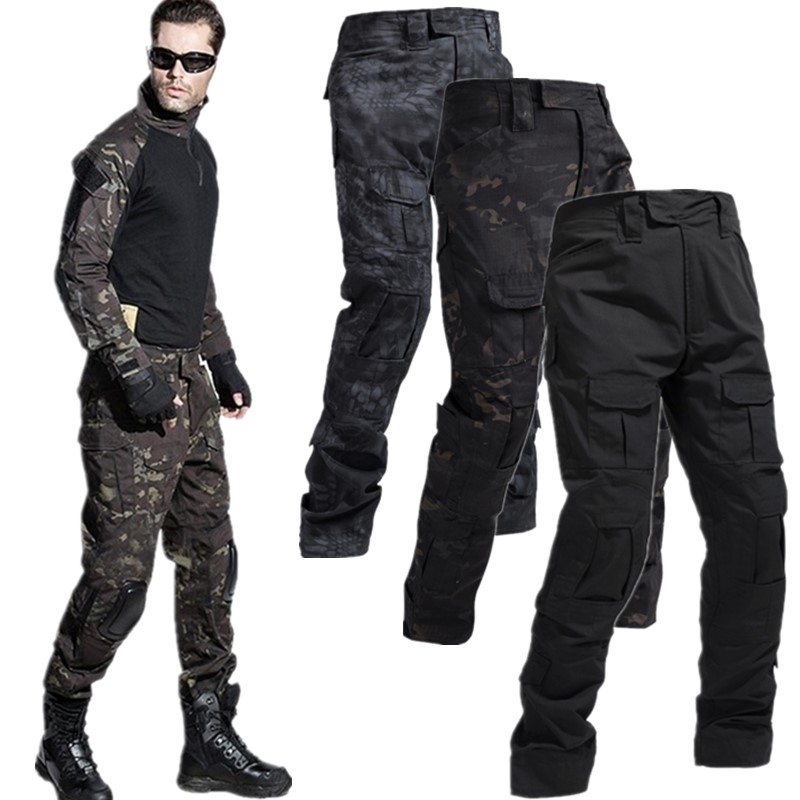 black camouflage cargo pants