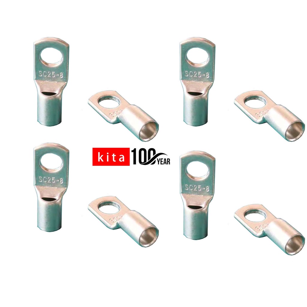 20 Terminali A Occhiello In Rame Stagnato Per Cavi 8 AWG, Vite 3/8", MOLEX