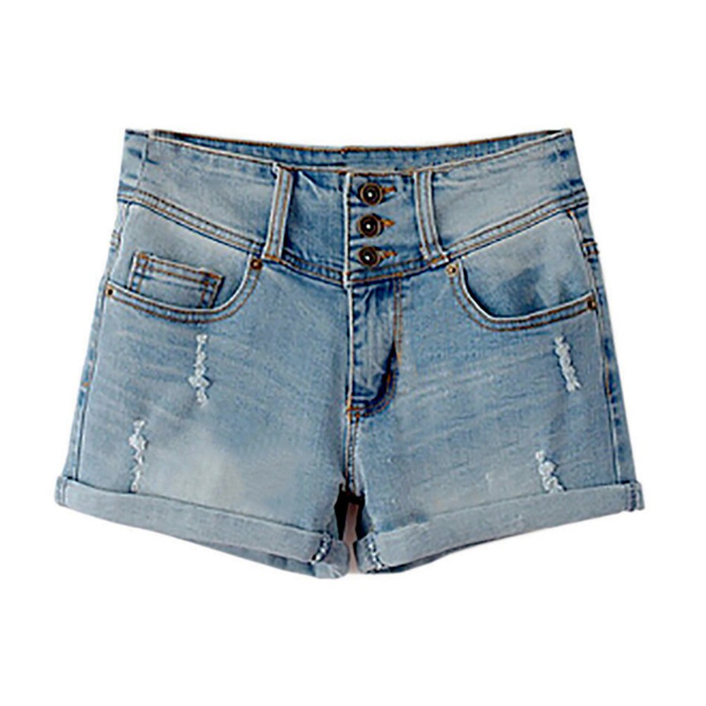 elastic denim shorts womens