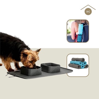 Foldable Compact Waterproof Pet Dog Cat Bowl Double Roll Up Easy Carry - Homechums.ph