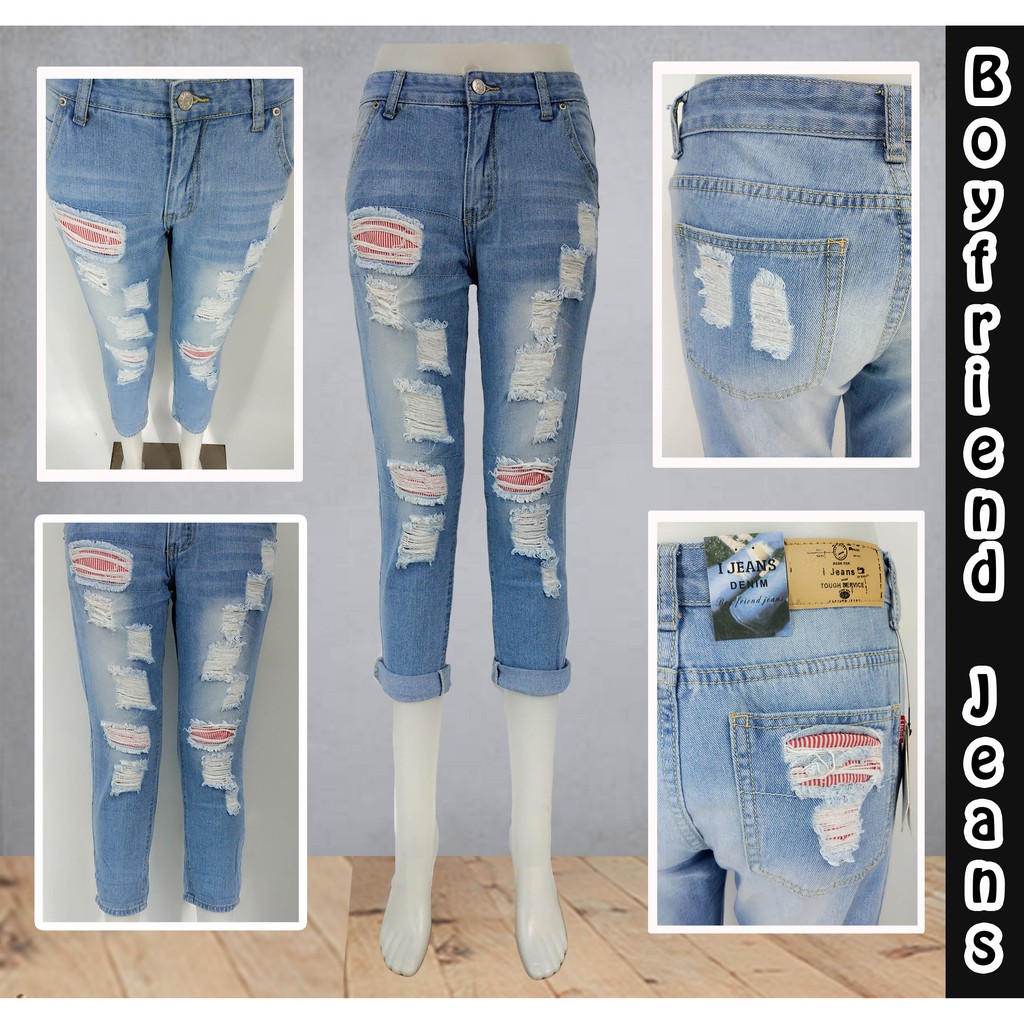 ripped denim boyfriend jeans