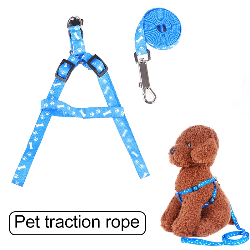   Pet Dog Cat Leash Harness Dog Leash  with Harness Bones Paws Print Cat Rabbit Puppy Safety Traction Rope Patch colorful chest and back print cat and dog chain leash pet leash -cios Beautiful BETTEGIR #8