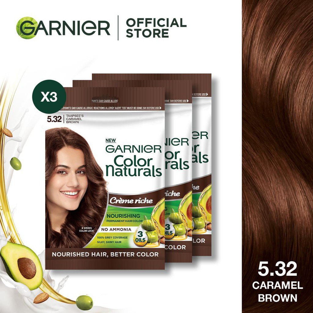 Garnier Color Naturals 5.32 Caramel Brown Set of 3 Haircolor Shopee