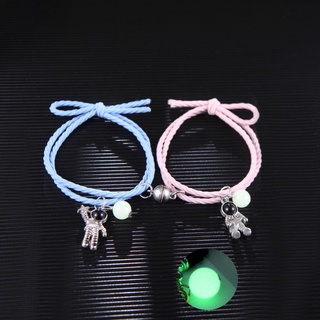 2Pcs Luminous Magnetic Couple Bracelet Friendship Trio Bracelet Creative Adjustable Charm Bracelet Jewelry Lover Gift/couple Magnetic Attract Braided Bracelet #6