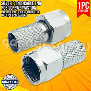 SILVER F Type Cable End RG6 Screw/Twist On Coax Coaxial Cable RF Connector Male for CCTV Camera