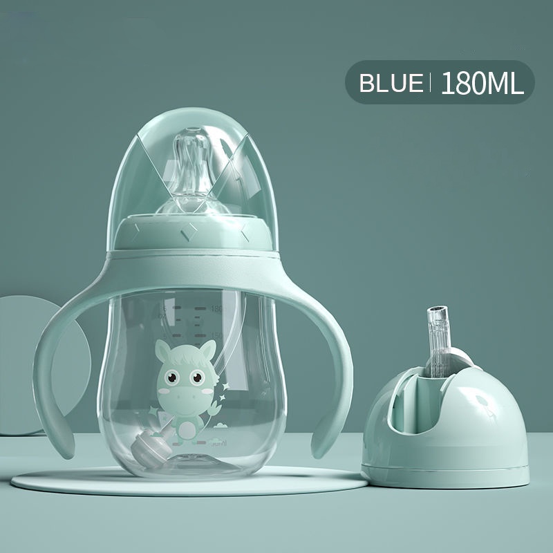 2 IN 1 Two head Baby Feeding Bottle Close to Nature Bady With Handle 180ml 300ml ( 6oz 10oz) Nipple