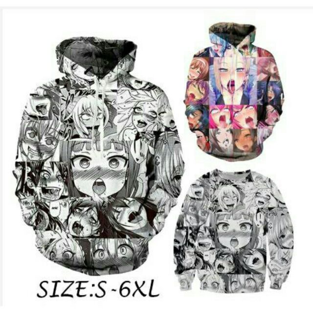 ahegao hoodie cotton