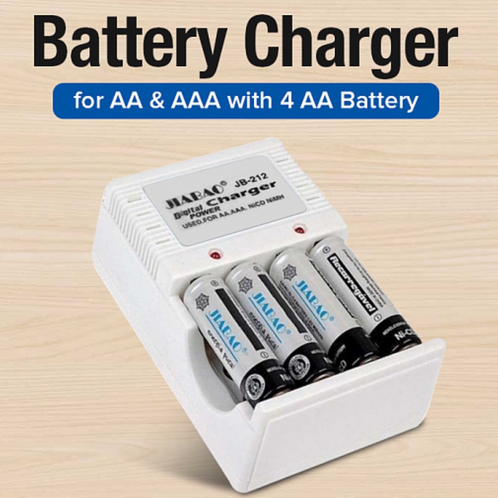JB212 charger for AA and AAA with 4pcs Rechargeable Battery Shopee