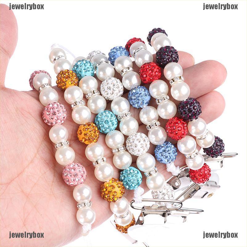 1PC Crystal Baby Kids Plastic Beaded Pacifier Clip Teether Dummy Strap Chain HK 