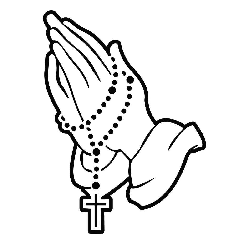 prayer hands with rosary