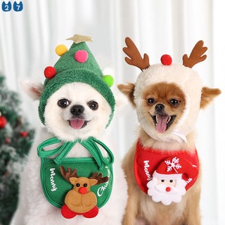 『27Pets』Christmas Pets Bibs Holiday Caps for Dogs and Cats Party Decoration