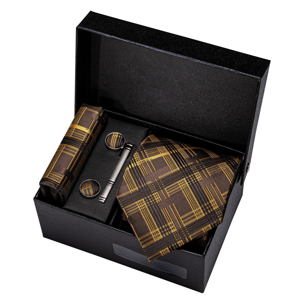 Gold Men Tie Paisley Silk Tie Pocket Square Gift Box Set Barry.Wang Luxury  Designer Neck Tie For Me0 | Shopee Philippines