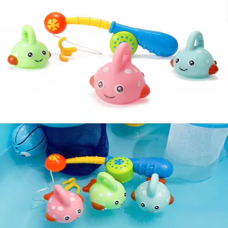 4pcs Bath Little Animals Floating Water Toys w// Fishing Net Children Toy 8C