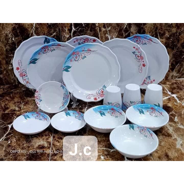 Melamine Dinnerware set of 15pcs.(plates, saucer,bowl,glass) Shopee