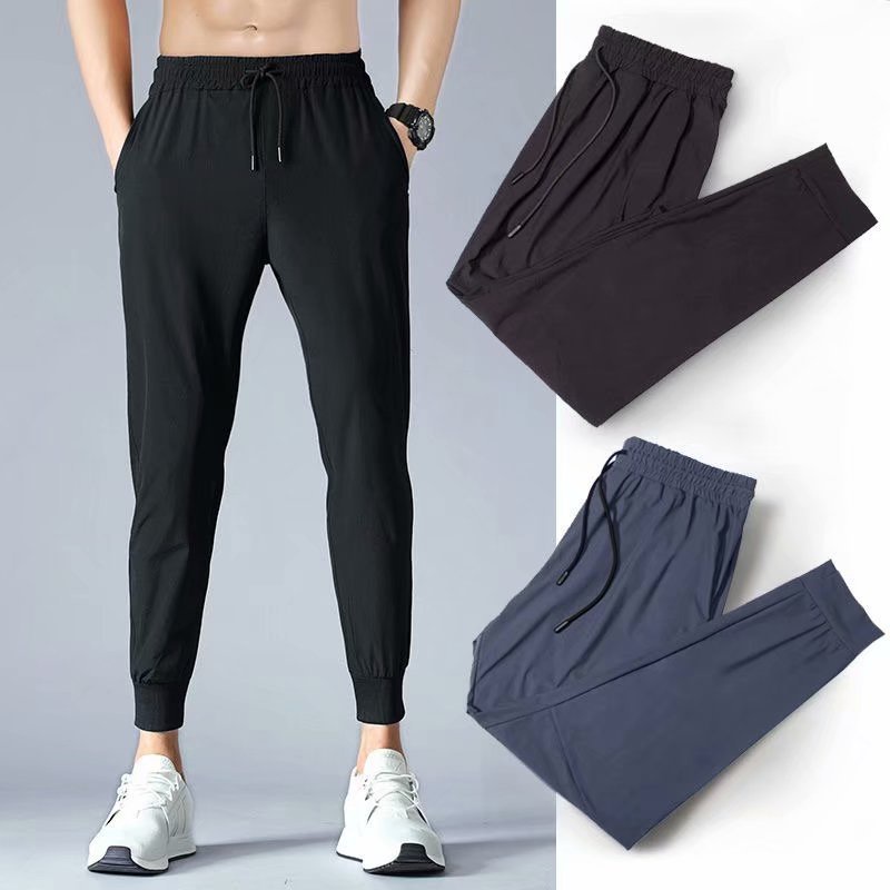 Summer Thin Ice Silk QuickDrying Sports Casual Pants Men's Loose Large