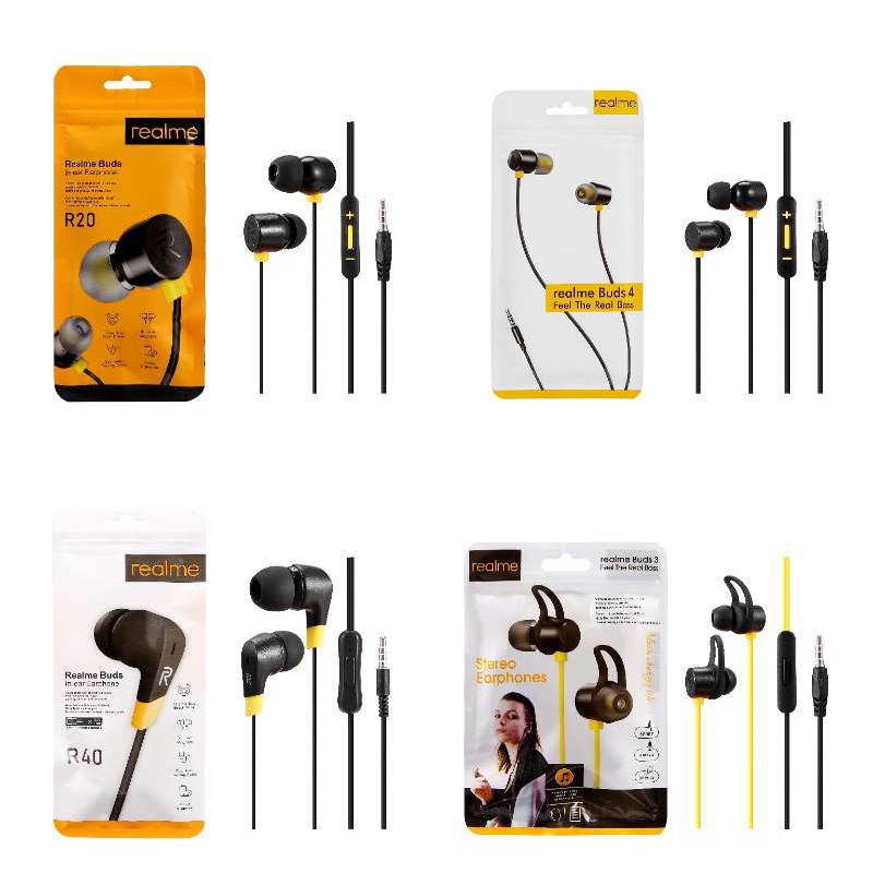REALME Buds3 R40 R20 Buds 4 Earphones 3.5MM Earbuds with Mic Wire Control Wired Headset Shopee