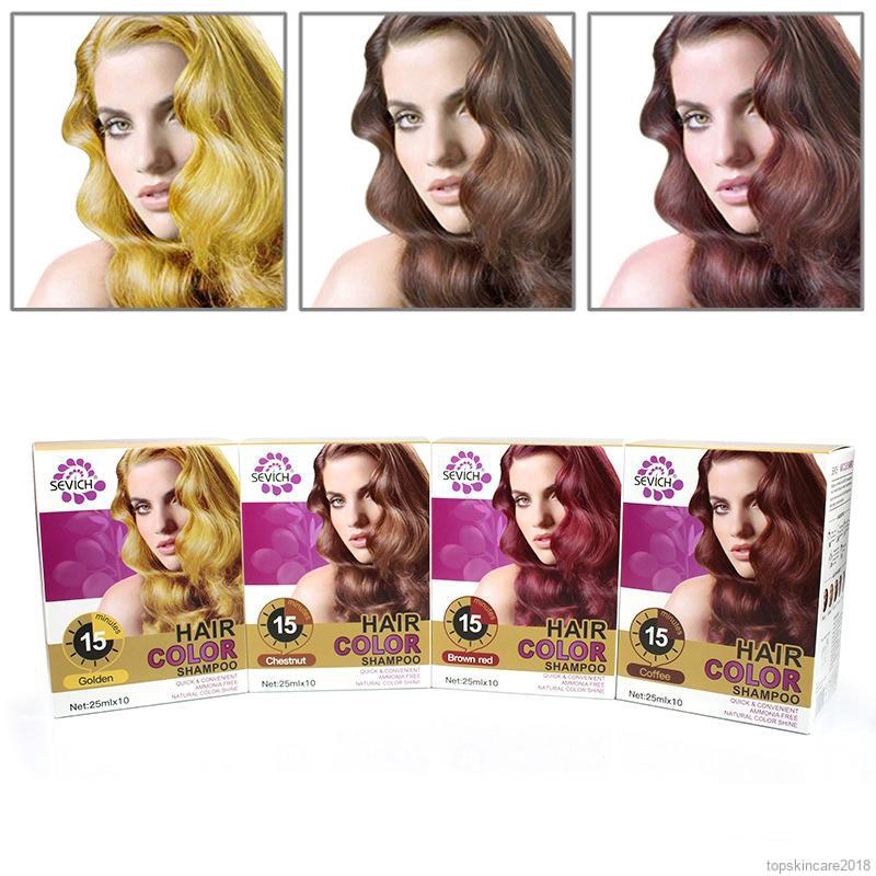 Natural Color Shampoo Soft Shiny Brown Golden Hair Dye Shampoo Red