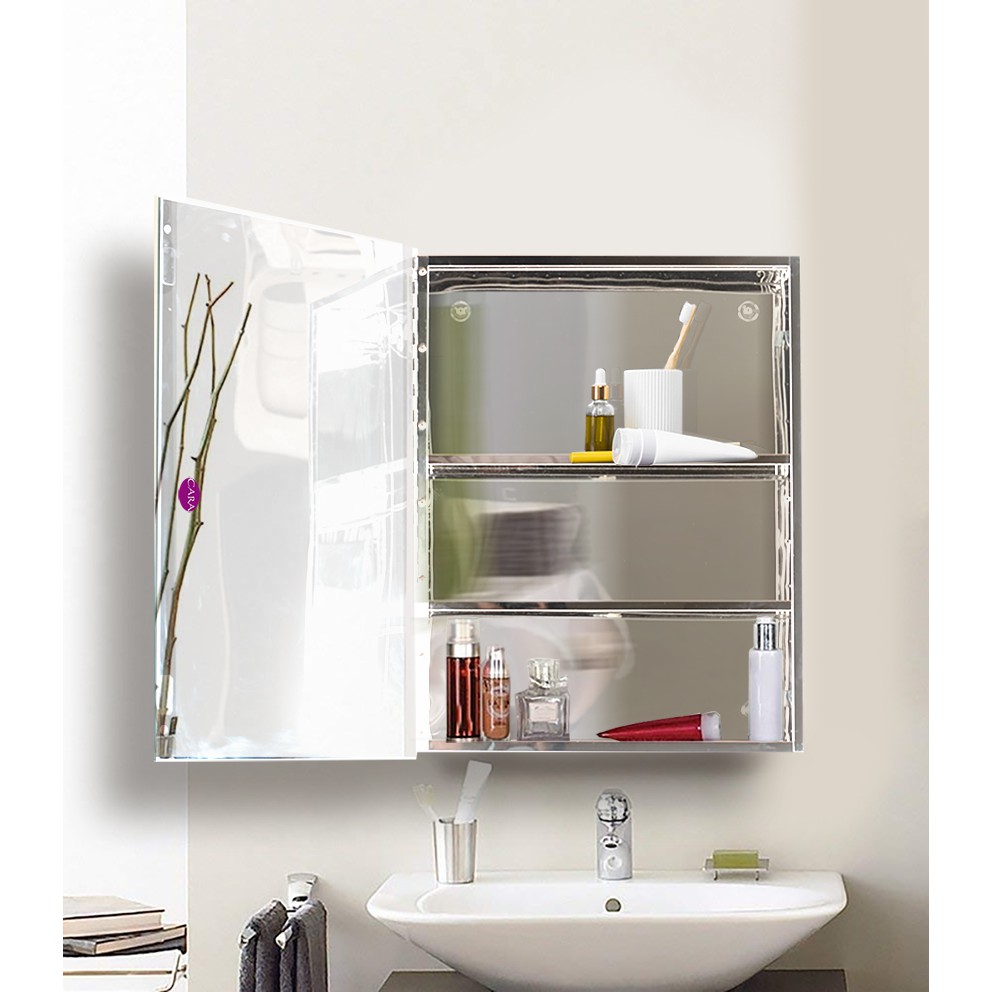 Profiles Cara Stainless Bathroom Mirror Cabinet Big With 2 Layer Fixed Shelf 60cmhx45cmwx12cmd Shopee Philippines