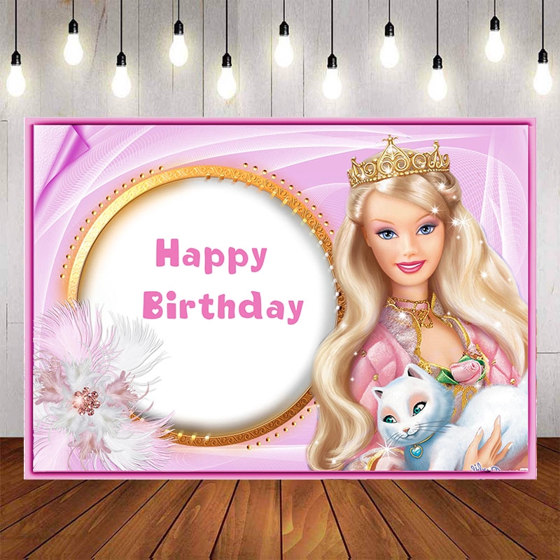 Barbie Doll Backdrops Cartoon For Children Birthday Party Photography Pink  Backgrounds For Children Birthday Party Decor Custom Name Photo | Shopee  Philippines