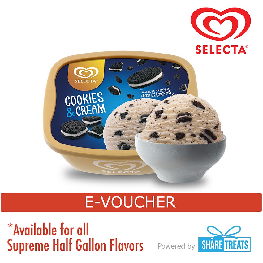 Selecta Supreme Half Gallon Ice Cream 1 4l Or 1 3l Sms Evoucher Shopee Philippines