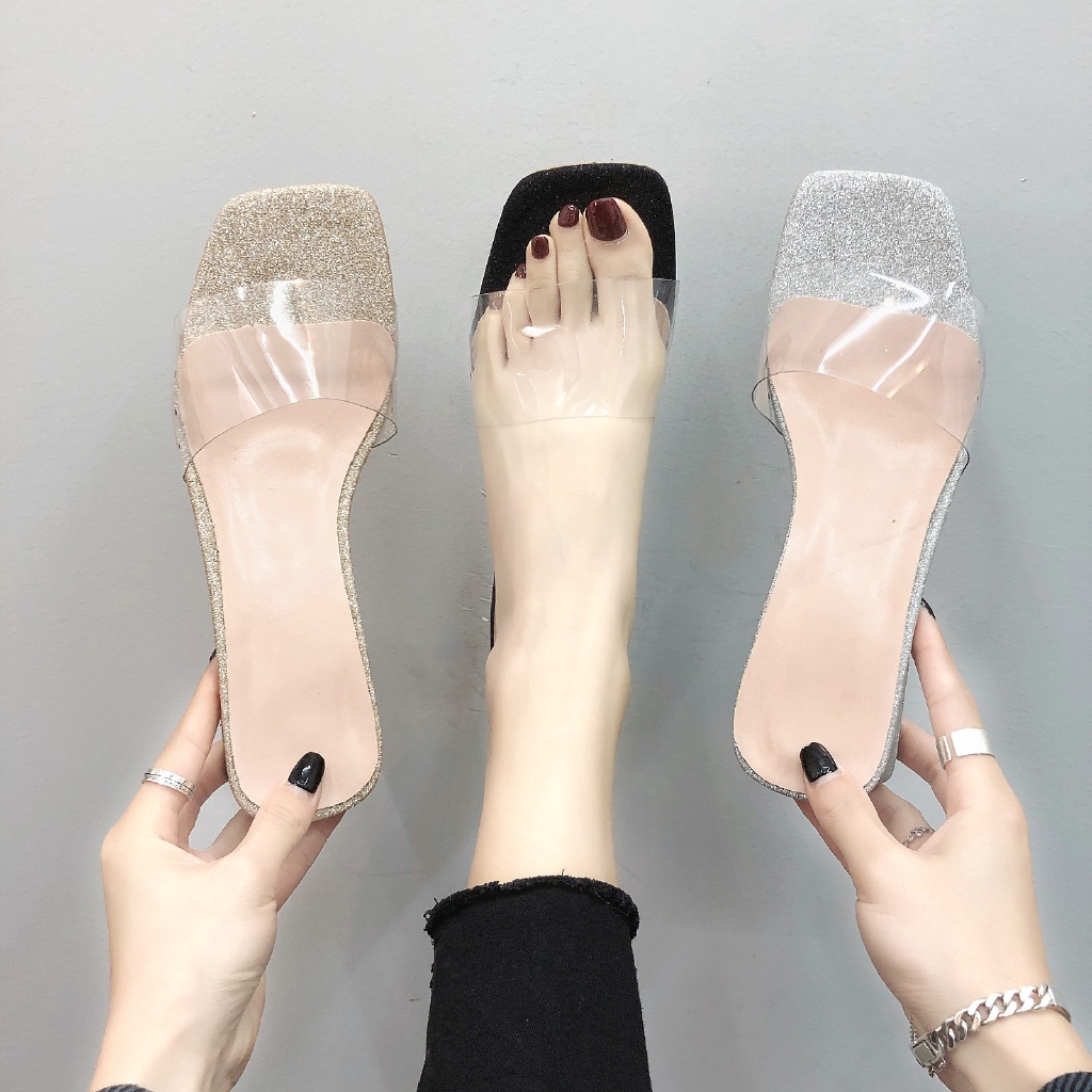 transparent mid heels