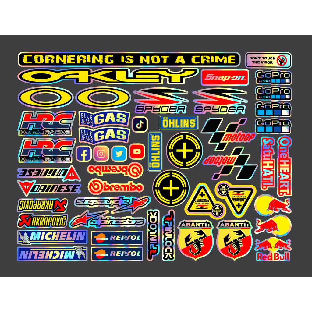HELMET VISOR STICKER SET REFLECTIVE HOLOGRAM WATERPROOF Shopee
