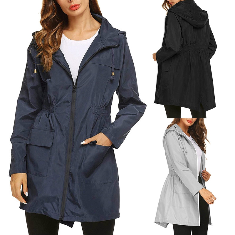 long rain jacket with hood