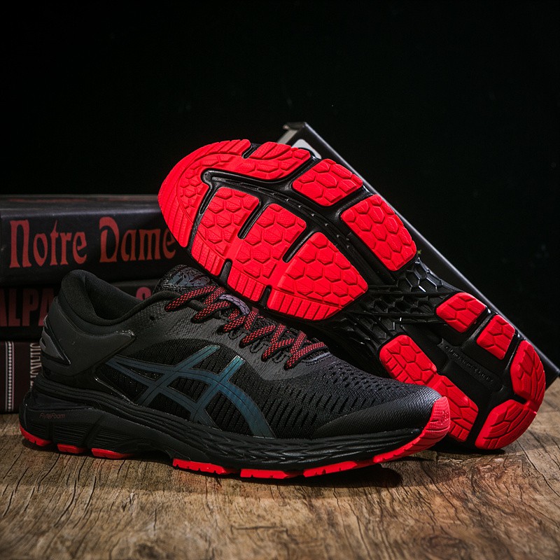 asics black red shoes