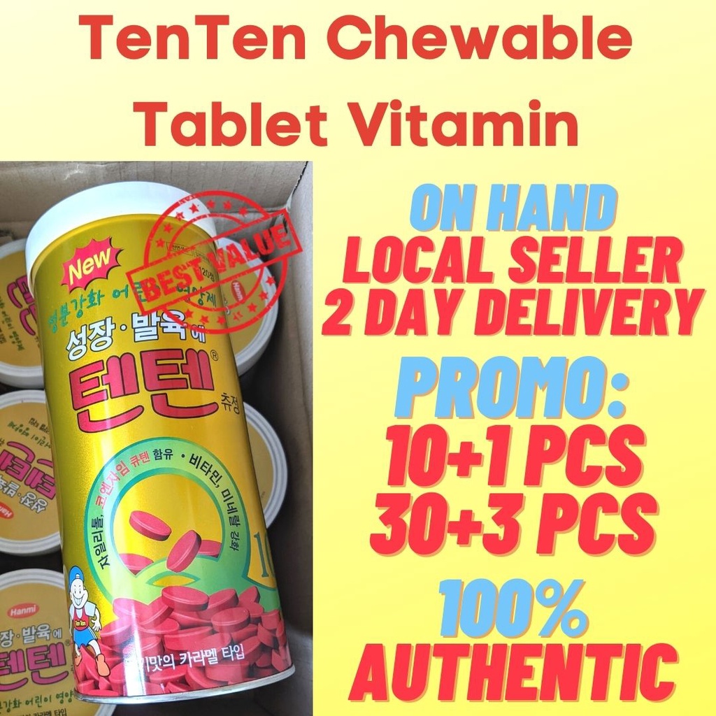 [ON HAND] Tenten Chewable Tablet Vitamin 10 30 PCs Growth Korea Korean