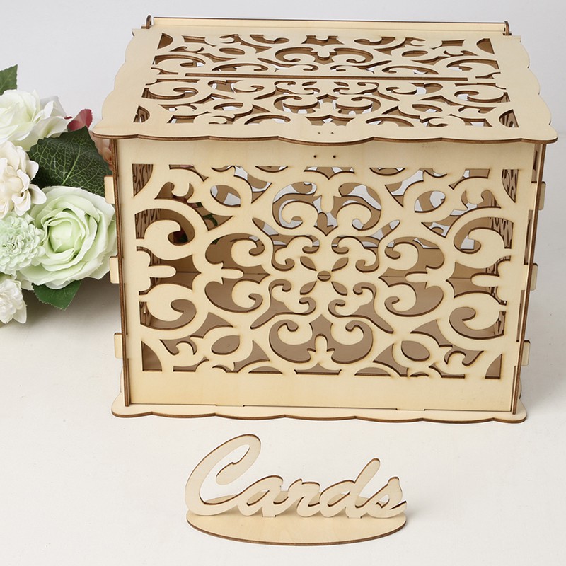 Diy Wedding Gift Card Box Wooden Money Box With Lock Wedding Party