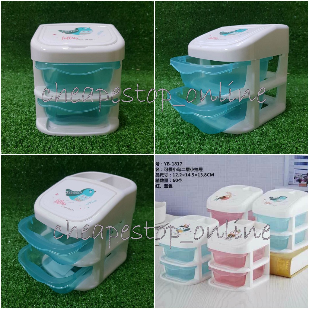 2 Layers Mini Drawer Desk Organizer Plastic Storage Boxes Shopee