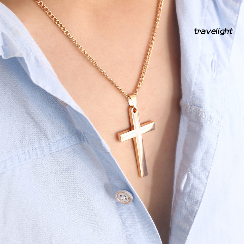 Fashion Men Simple Cross Pendant Alloy Necklace Chain Jewelry Christmas Day Gift Women's Fashion Pendants Jewery for Women Girls 