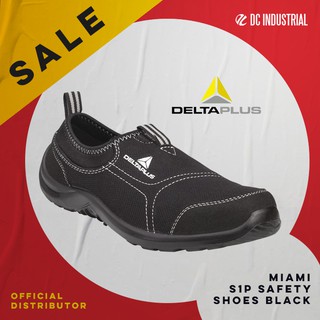 Delta Plus-Miami Mens/Womens Black Slip On Canvas Safety Steel Toe/Midsole Shoes 
