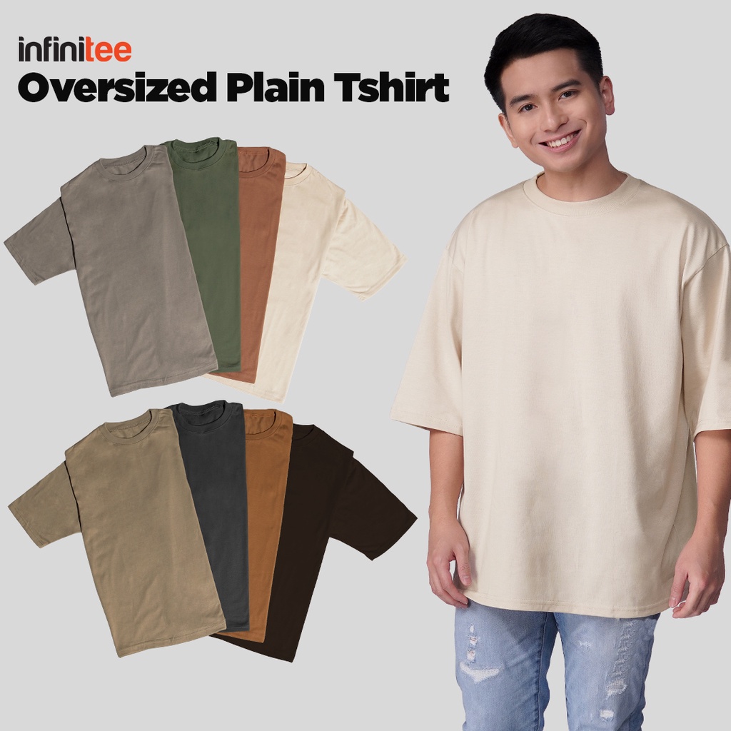 Infinitee Oversized Shirt For Men Women Khaki Tan Clay Green Brown Plain Tshirt T Shirt Tops Top #2