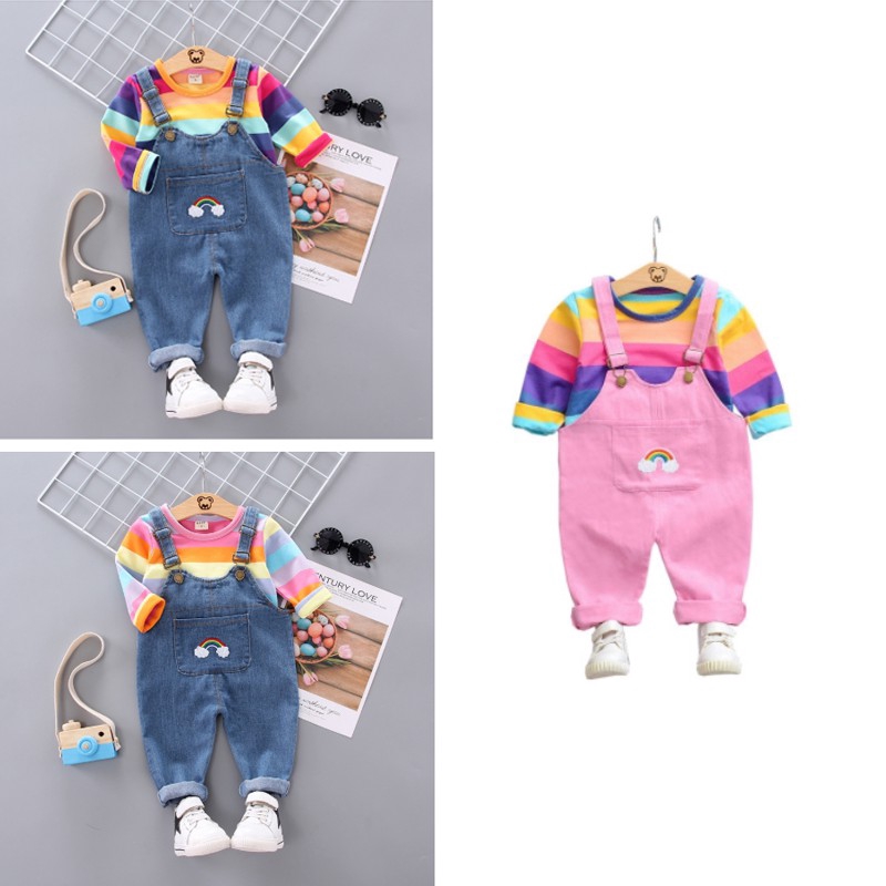 denim rainbow two piece