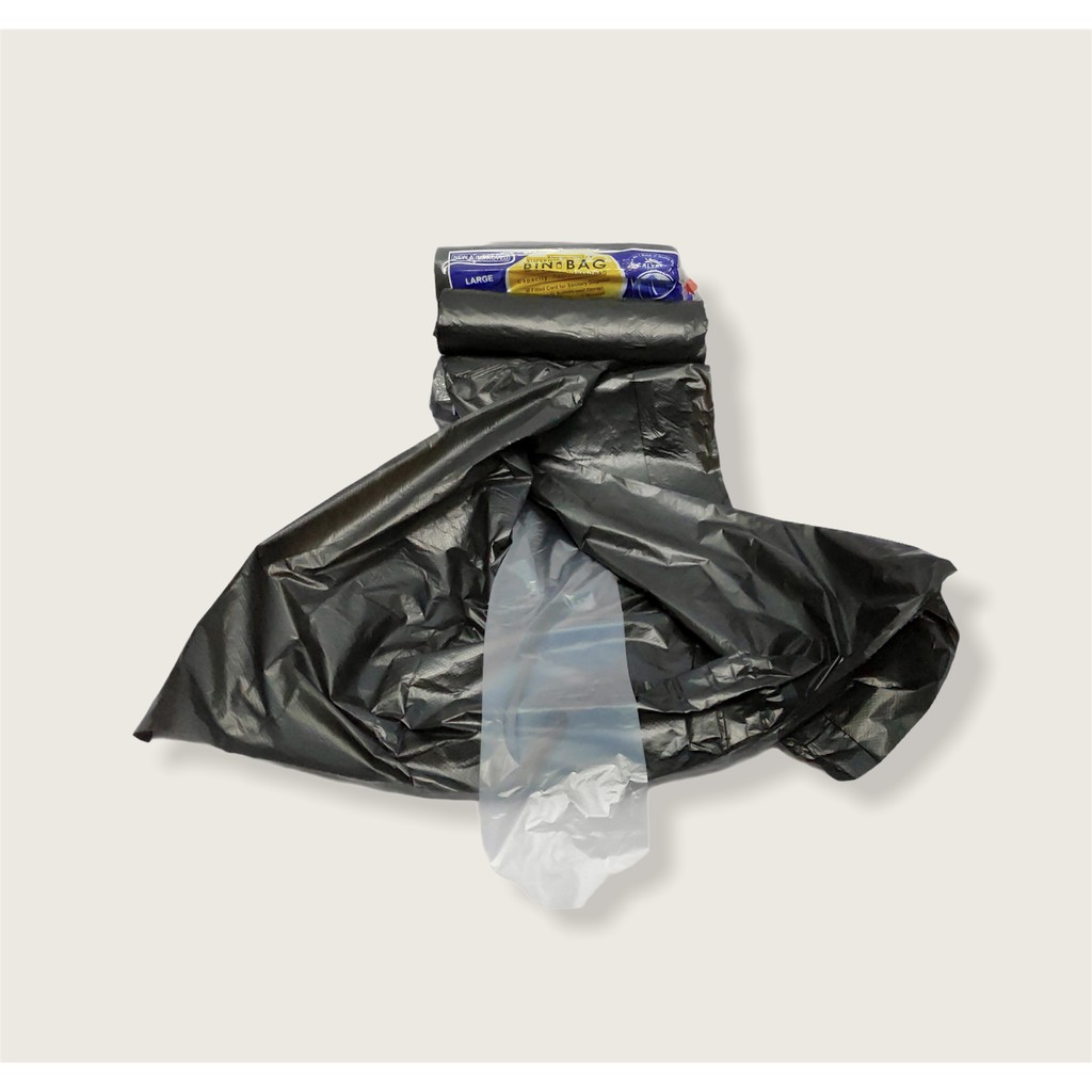 10pcs LARGE GARBAGE BAG / TRASH BAG BLACK BINBAG ROLL 26X32 inch