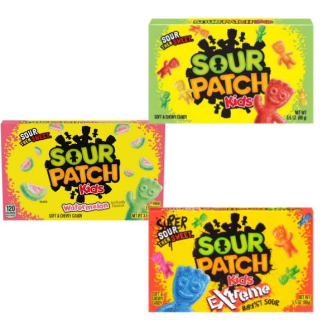 Sour Patch Kids Sour then Sweet 99g Sour Patch Extreme Tropical Black ...