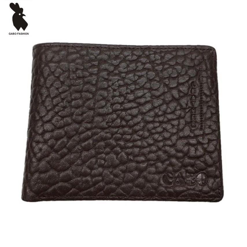 Gabo vdb3037 horizontal style elephant skin texture cowhide leather men's wallet in dark brown