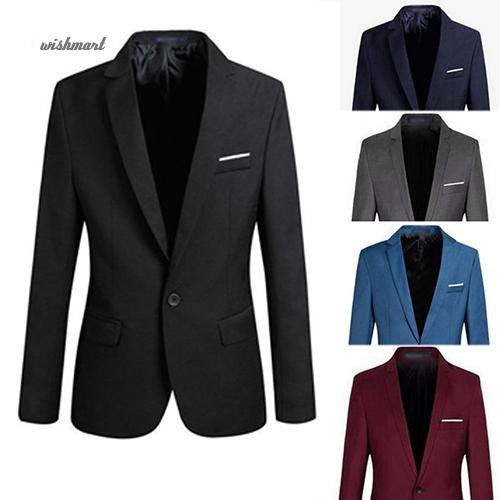 Men Blazer Slim Fit Formal One Button Suit Outwear | Shopee Philippines