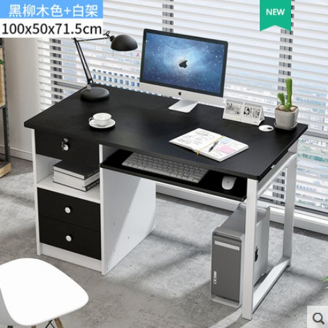 Stylish Computer Table With Drawers Black With White Shopee Philippines